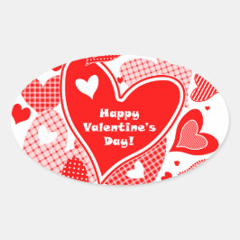 バレンタインハート 楕円形シール
