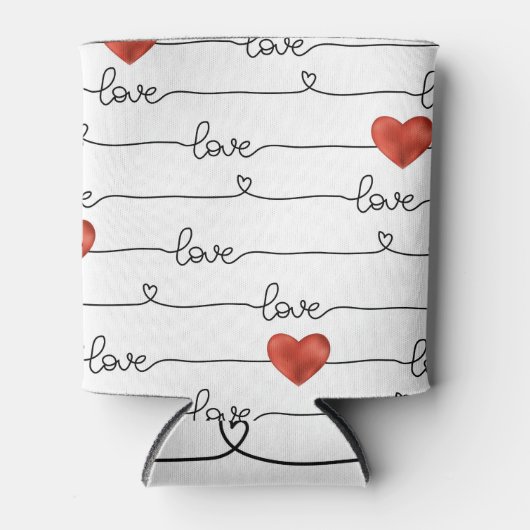 バレンタインハート: 3Dラインデザイン 缶クーラー (正面)
