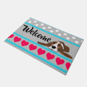 バレンタインバセットハウンド ドアマット (アングル)