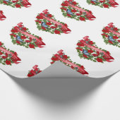 バレンタインバナー赤いペチュニアと蝶ハート ラッピングペーパー (角)