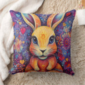 バレンタインバニーフラワーズハート紫 クッション (ブランケット)