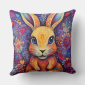 バレンタインバニーフラワーズハート紫 クッション (裏面)