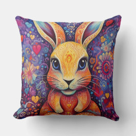 バレンタインバニーフラワーズハート紫 クッション