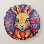 バレンタインバニーフラワーズハート紫 ラウンドクッション (裏面)