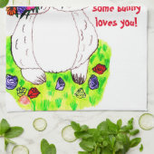 バレンタインバニーラブタオル キッチンタオル (折り畳み)