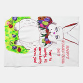 バレンタインバニーラブタオル キッチンタオル (横)