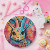 バレンタインバニー前向きビベスハート ペーパープレート (パーティー)