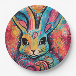 バレンタインバニー前向きビベスハート ペーパープレート