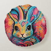 バレンタインバニー ポジティブな気持ち ハート ラウンドクッション (裏面)