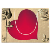 バレンタインバラとハート抱き枕 ラージペーパーバッグ (正面)