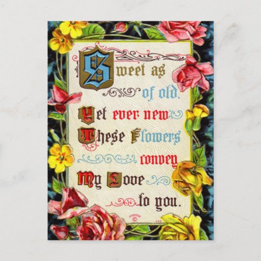 バレンタインバラと詩 シーズンポストカード (正面)