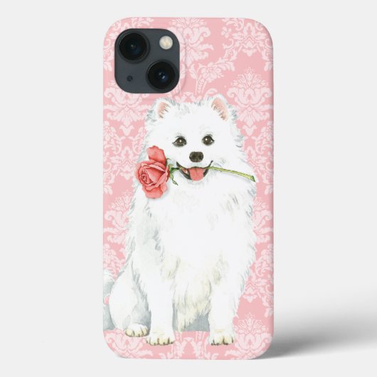 バレンタインバラアメリカンエスキモー犬 Case-Mate iPhoneケース (裏面)