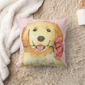 バレンタインバラゴールデンレトリバー クッション (ブランケット)