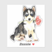 バレンタインバラシベリアハスキービニル シール (シート)