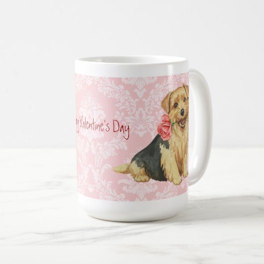 バレンタインバラノーフォークテリア コーヒーマグカップ (正面右)
