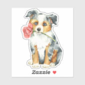 バレンタインバラミニチュアアメリカンシェパードビニル シール (シート)