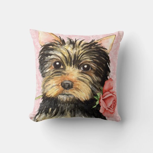 バレンタインバラヨークシャーテリア クッション (正面)