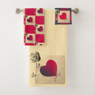 バレンタインバラ付/ネームバスタオルセット バスタオルセット