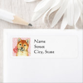 バレンタインバラ柴犬 ラベル (インサイチュ)