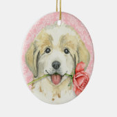 バレンタインバラ素晴らしピレネー セラミックオーナメント (右)