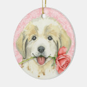 バレンタインバラ素晴らしピレネー セラミックオーナメント (左)