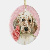 バレンタインバラ英語セッター セラミックオーナメント (右)