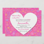 バレンタインバースデーパーティーの招待を受ける 招待状 (正面/裏面)