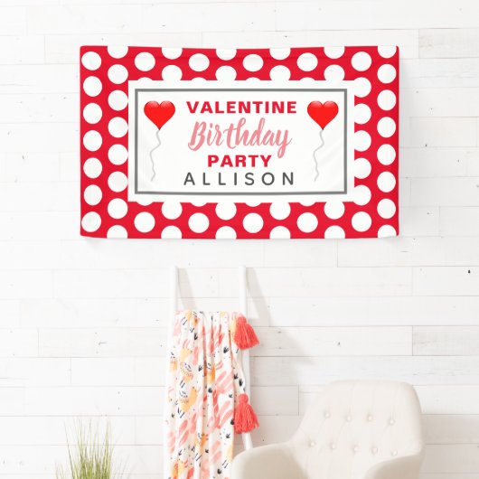 バレンタインバースデーパーティー赤いハートパーソナライズされた 横断幕 (インサイチュ)
