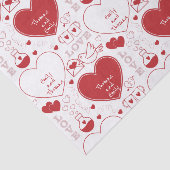 バレンタインパターンティッシュペーパー – 赤オンホワイト 薄葉紙 (詳細)