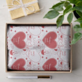 バレンタインパターンティッシュペーパー – 赤オンホワイト 薄葉紙 (ギフト)