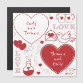 バレンタインパターン磁気カード – 赤（白） (正面/裏面)