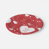 バレンタインパターン紙プレート – 白オンレッド |1| ペーパープレート (アングル)
