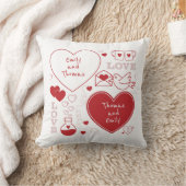 バレンタインパターン装飾用クッション – 赤オンホワイト クッション (ブランケット)