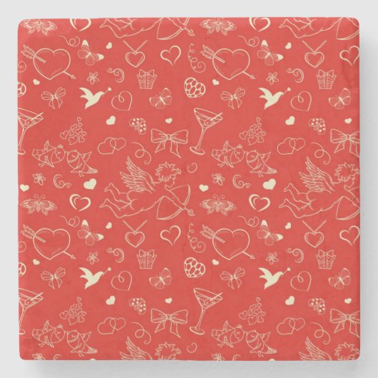バレンタインパターン ストーンコースター (正面)