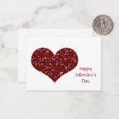 バレンタインパックシンプルレッドスパークルハート ノートカード (正面/裏面インサイチュ)