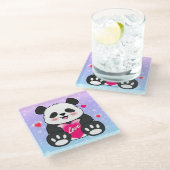 バレンタインパンダ ガラスコースター (アングル)