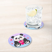 バレンタインパンダ ラウンドペーパーコースター (インサイチュ)