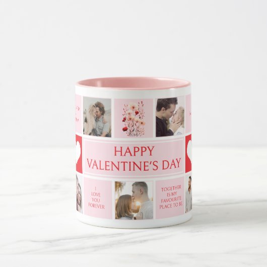 バレンタインパーソナライズされたの写真コラージュ マグカップ (中央)