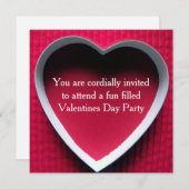 バレンタインパーティの招待状赤いハートデザイン 招待状 (正面/裏面)