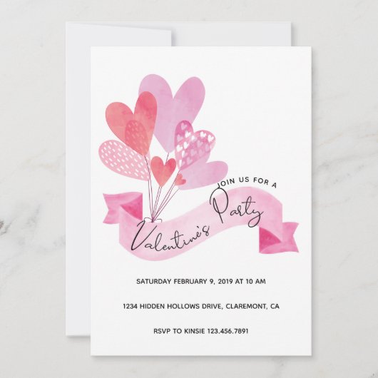 バレンタインパーティの招待状 セーブザデート (正面)