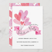 バレンタインパーティの招待状 セーブザデート (正面/裏面)