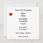 バレンタインパーティの招待状 招待状 (裏面)