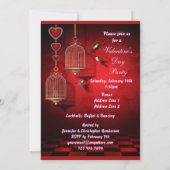 バレンタインパーティーバーズケージ、ハート&ピンクマルティーニ 招待状 (裏面)