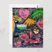 バレンタインパーティーパロット ポストカード (正面/裏面)