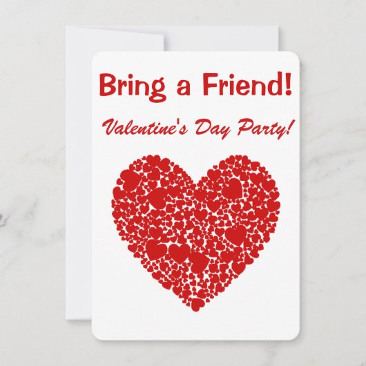 バレンタインパーティー – 友達を連れて来る! – レイシー赤いハート 招待状 (正面)