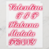 バレンタインヒント:ハクナマタタおもしろい文字アートプリント (正面/裏面)