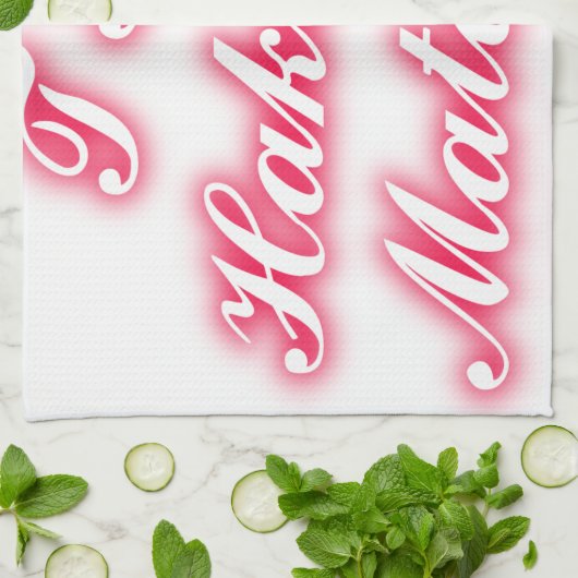 バレンタインヒント:ハクナマタタおもしろい文字アートプリント キッチンタオル (折り畳み)