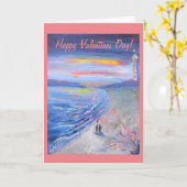 バレンタインビーチシーン5" x 7"折り畳みグリーティングカード カード (黄色い花)