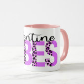 バレンタインビーブパープルピンクブラックアニマルプリント マグカップ (正面右)