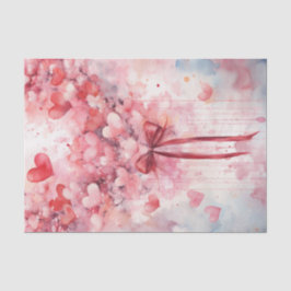 バレンタインピンクと赤いハートとリボン 薄葉紙